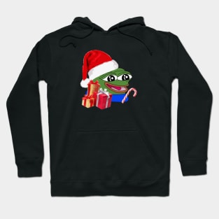 Christmas Peepo Pepe The Frog Meme Happy Cute Wholesome Hoodie